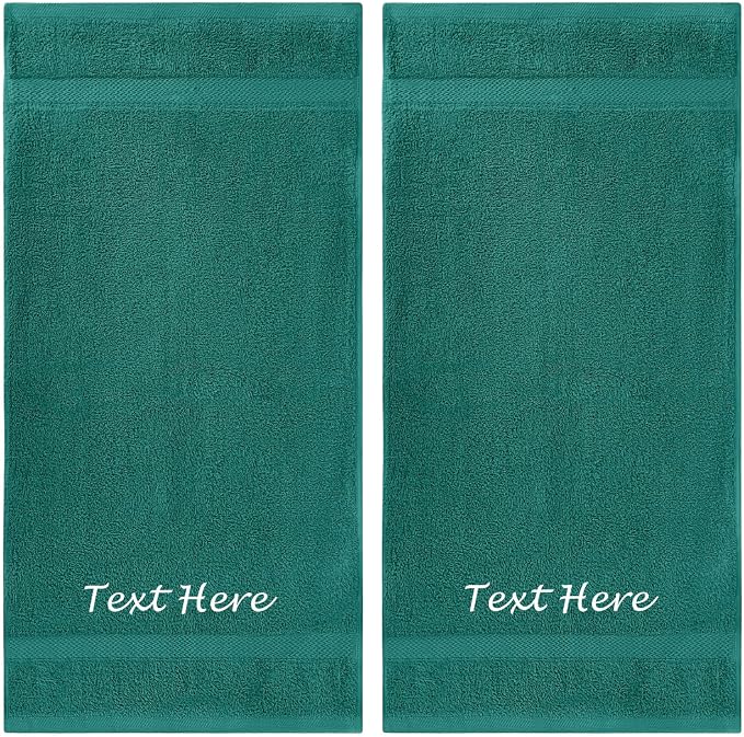 Personalized Passion 2-Pack Towels Set with Embroidered Text - Highly Absorbent & Super Soft Turkish Cotton Bath Sheets for Spa, Gym, Pool and Hotels - 24"x50" Large Bath Towels - Aqua