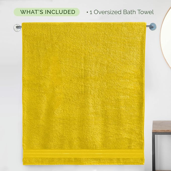 Elegant Comfort Three Line Popcorn Extra Large Luxury Bath Towel - 40" x 80" inch, Premium Hotel Spa Quality 1 Piece Oversized Bath Sheet 100% Turkish Cotton Super Soft Highly Absorbent, Yellow