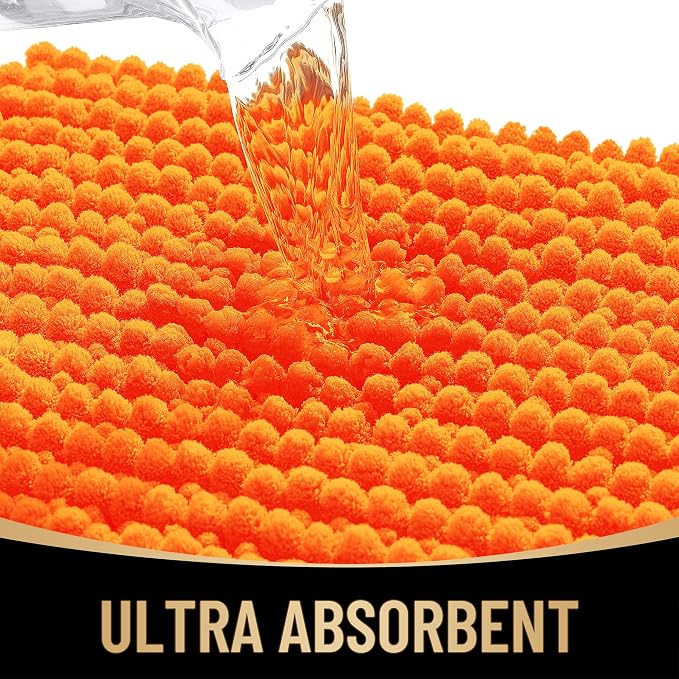 OLANLY Thick Small Bathroom Rugs 24x16, Extra Soft Absorbent Chenille Bath Rugs, Rubber Backing, Machine Wash Dry, Bath Mats for Bathroom Floor, Tub and Shower, Home Decor Accessories, Orange