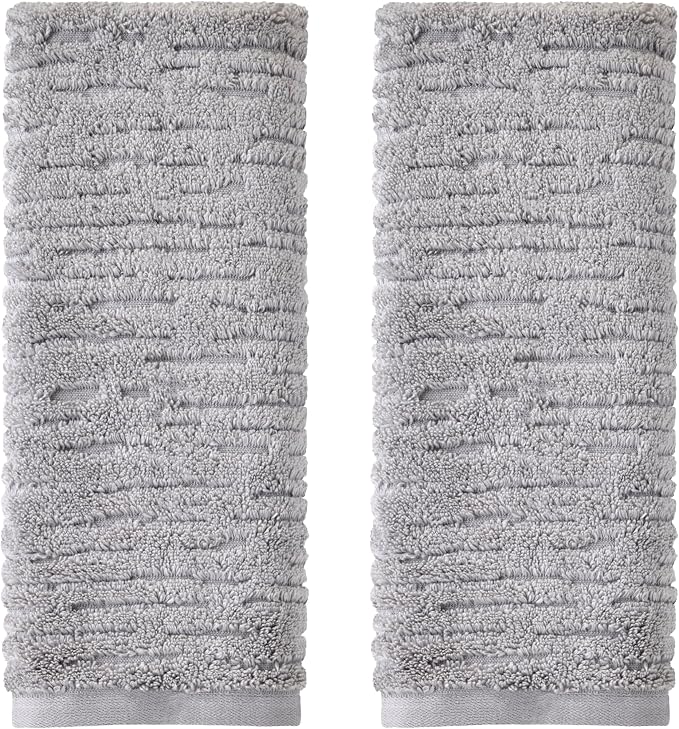 SKL Home CloudSoft Cotton Luxury Hand Towel 2pc Set for Bath/Kitchen/Bar & Gift, Gray