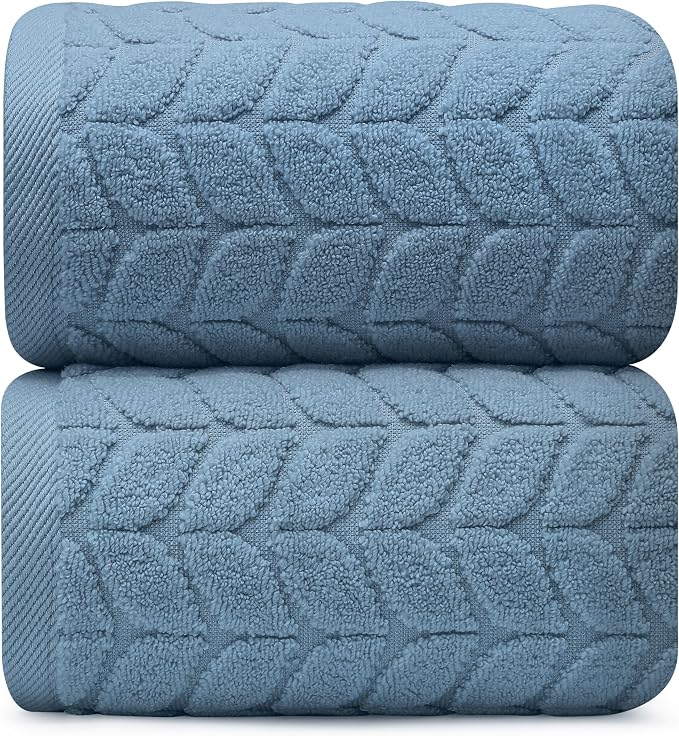 Alusa Home Ultra Soft & Stylish 700 GSM Luxury Bath Sheets | Pack of 2 | Extra Large 35x70 Inches | 100% Zero-Twist, Long-Staple Cotton | Remarkably Absorbent (Chambray)