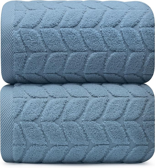 Alusa Home Ultra Soft & Stylish 700 GSM Luxury Bath Sheets | Pack of 2 | Extra Large 35x70 Inches | 100% Zero-Twist, Long-Staple Cotton | Remarkably Absorbent (Chambray)