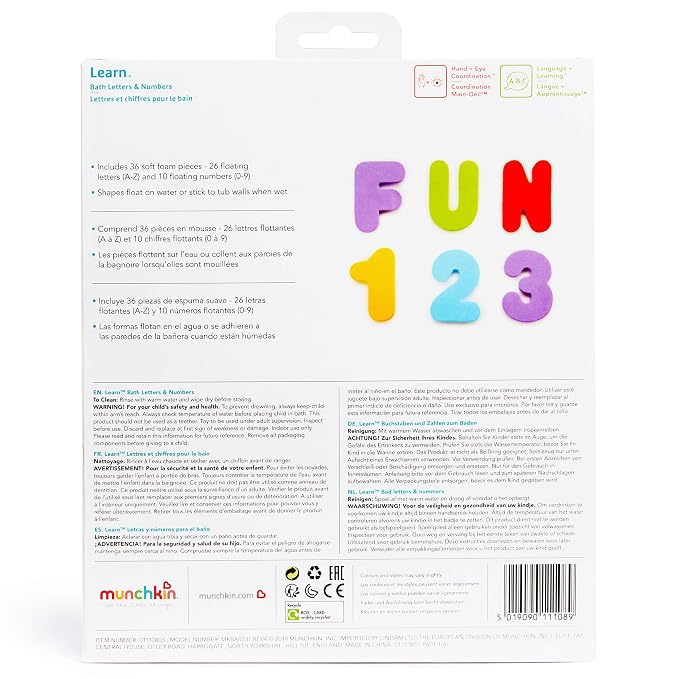 Munchkin® Learn™ Bath Letters and Numbers 36pc Toddler Bath Toy