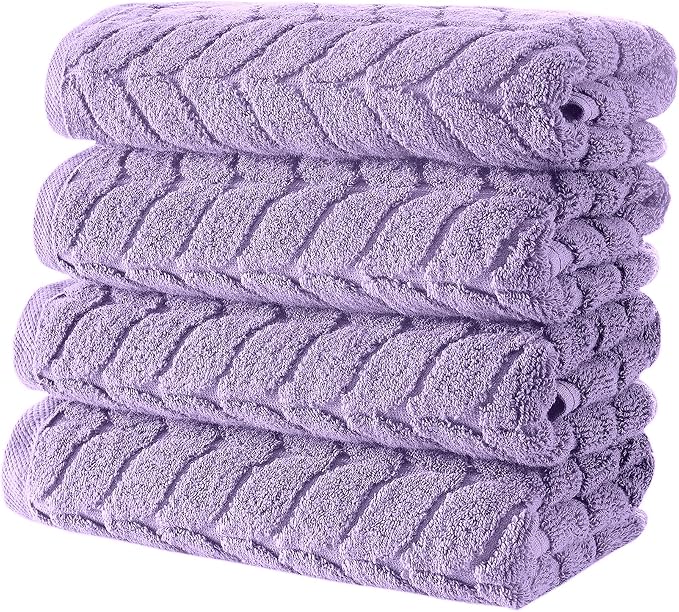 BAGNO MILANO Turkish Cotton Bath Towels, Hand Towels - Soft Plush Jacquard Collection Luxury Towels Set (Lilac, Bath Sheet 35x70)
