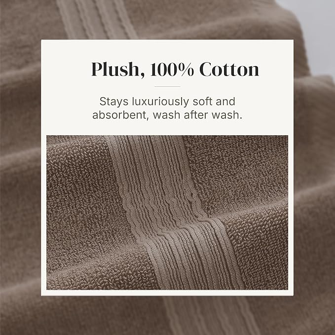 Modern Threads 6 Piece Bath Towel Set – Bathroom Set with 2 Bath Towels, 2 Hand Towels, and 2 Wash Cloths – 100% Cotton, Super Absorbent & Extra Soft – Reversible Floral Trail (Taupe Brown)