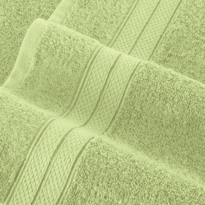 Elegant Comfort Luxury 6-Piece Towel Set, Premium Soft 100% Turkish Cotton, Three Line Popcorn Design 2 Bath Towels, 2 Hand Towels and 2 Washcloths Towel Set - Quick-Drying and Absorbent, Sage Green