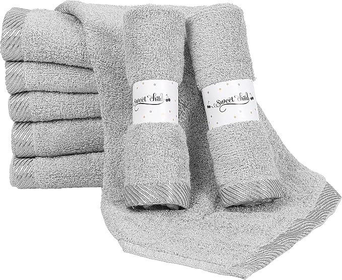 Sweet Child 8-Pack Baby Washcloths -Super Soft Rayon Washcloth, Baby Wash Cloths for Newborn,Infants and Kids, Bath Baby Towels, Body and Face Towel, Face Cloths for Washing Face