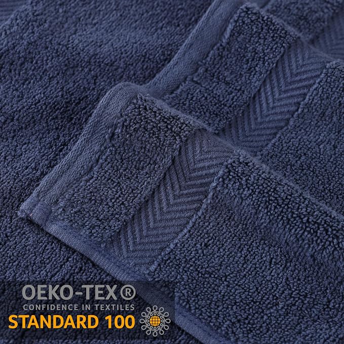 Superior Cotton Hand Towel Set, Medium Sized Towels, Plush Soft Absorbent Bathroom Basics, Home Essentials, Spa, Salon, Hotel, Kitchen, Luxury Quick Dry, Zero Twist Collection, Set of 6, Midnight Blue