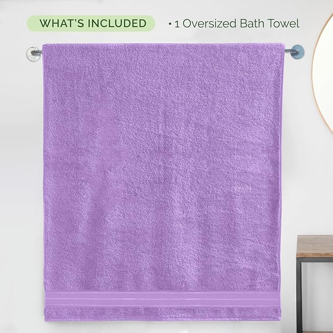 Elegant Comfort Three Line Popcorn Extra Large Luxury Bath Towel - 40" x 80" inch, Premium Hotel Spa Quality 1 Piece Oversized Bath Sheet 100% Turkish Cotton Super Soft Highly Absorbent, Lavender