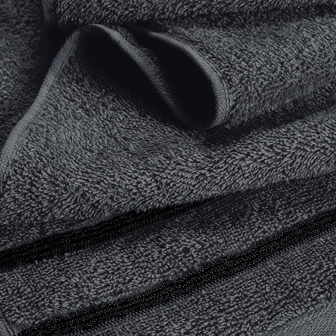 MyOwn Ultra Soft 3 Pack Cotton Towel Set, Contains a Bath Towel 28x55 inch, a Hand Towel 16x24 inch & Wash Coth 12x12 inch, Ideal Everyday use, Compact & Lightweight - Charcoal Grey, 71683
