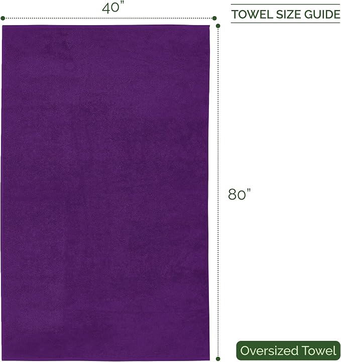 Elegant Comfort Three Line Popcorn Extra Large Luxury Bath Towel - 40" x 80" inch, Premium Hotel Spa Quality 1 Piece Oversized Bath Sheet 100% Turkish Cotton Super Soft Highly Absorbent, Purple
