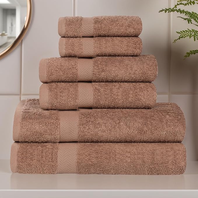 Superior 18-Piece Cotton Assorted Towel Set, Includes 8 Face Towel, 6 Hand, and 4 Bath Towels, Home, Bathroom, Guest Bath Essentials, Quick Dry, Absorbent, Franklin Collection - Latte