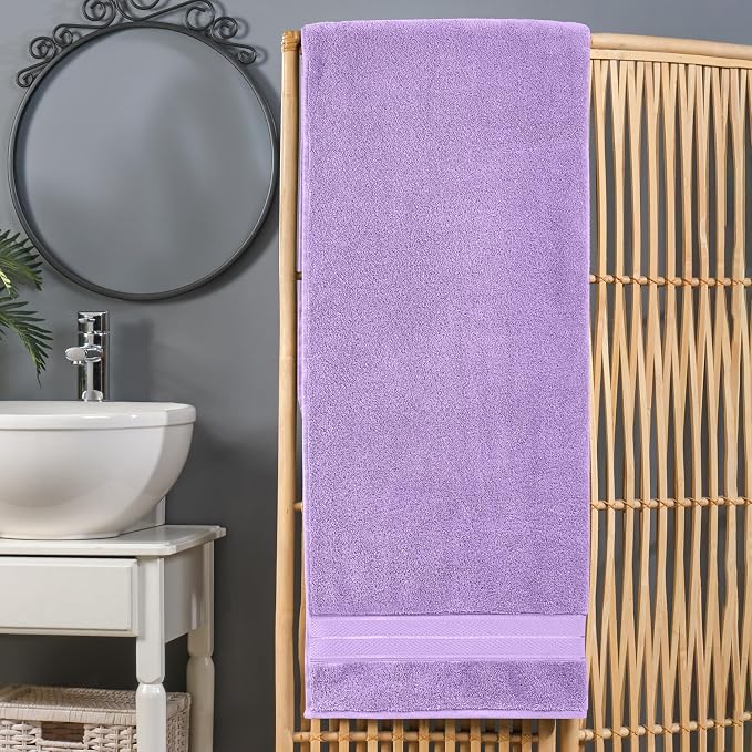 Elegant Comfort Three Line Popcorn Extra Large Luxury Bath Towel - 40" x 80" inch, Premium Hotel Spa Quality 1 Piece Oversized Bath Sheet 100% Turkish Cotton Super Soft Highly Absorbent, Lavender