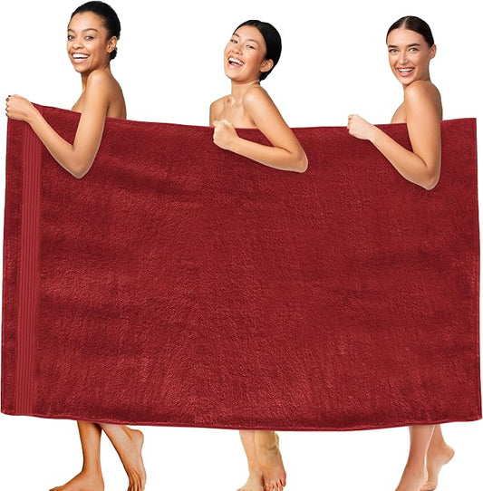 Elegant Comfort Premium Super Soft Highly Absorbent 1 Piece Oversized Bath Sheet - 40" x 80" inch, Luxurious Hotel Spa Quality 100% Turkish Cotton Extra Large Bath Towels for Adults, Burgundy