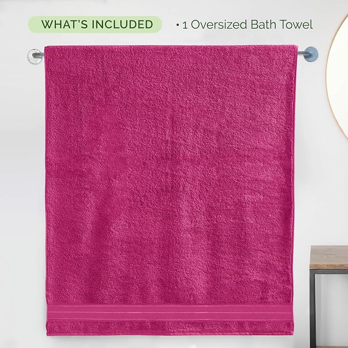 Elegant Comfort Three Line Popcorn Extra Large Luxury Bath Towel - 40" x 80" inch, Premium Hotel Spa Quality 1 Piece Oversized Bath Sheet 100% Turkish Cotton Super Soft Highly Absorbent, Hot Pink