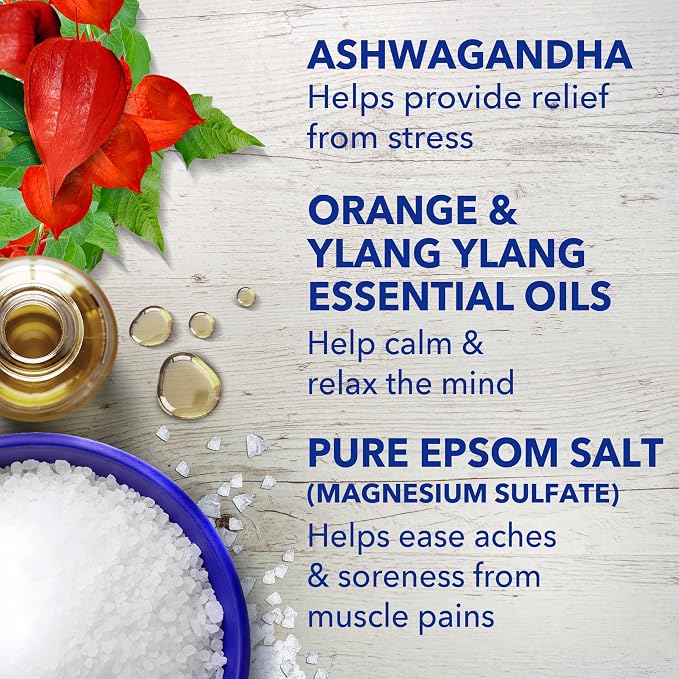 Dr Teal's Epsom Salt Magnesium Soak, Ashwagandha & Essential Oils, 3 lbs (Pack of 4)