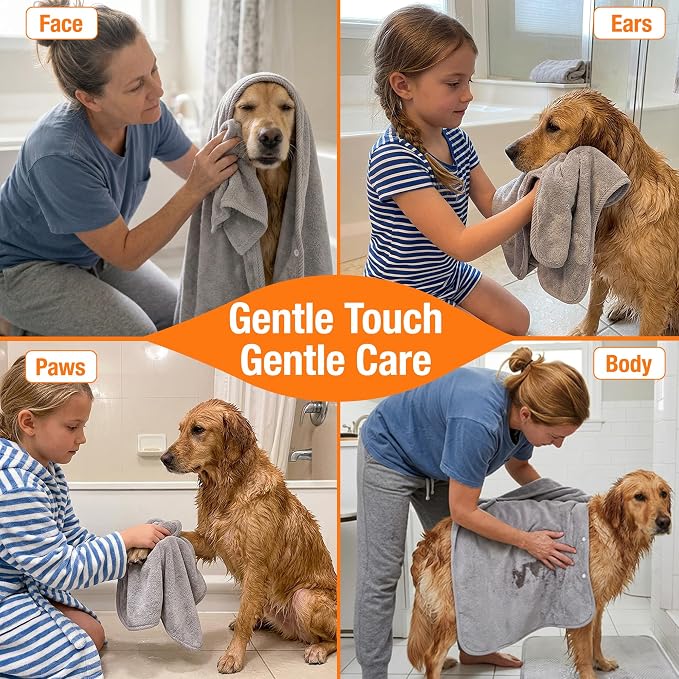 MICOOYO Dog Towel, Microfiber Dog Towels for Drying Dogs Medium, 18x27.5, Super Absorbent Microfiber Pet Towel, Quick Dry Dog Bathing Supplies for Grooming, 2 Packs