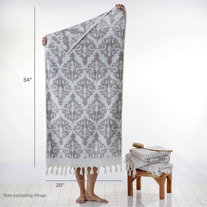 SKL Home Mirage Fringe 100% Turkish Cotton Bath Towel, Taupe 54.00" x 28.00"
