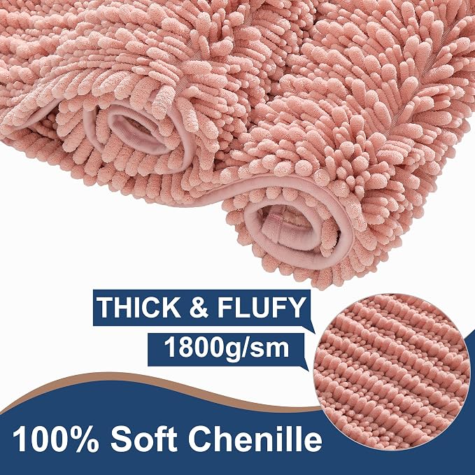 FLOLEOPA Soft Plush Microfiber Bathroom Rugs, Absorbent Bath Rugs Non Skid Machine Wash Dry Bath Mats for Tub,Shower and Bath Room Floor Mats(Coral Pink,20x32 inches)