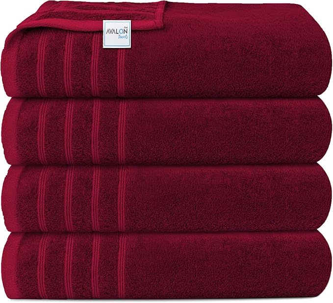 Avalon Towels Bath Towels Set of 4, Size 30 x 60 Inches, Highly Soft and Absorbent, Quick Drying, Lightweight, Perfect for Daily Use