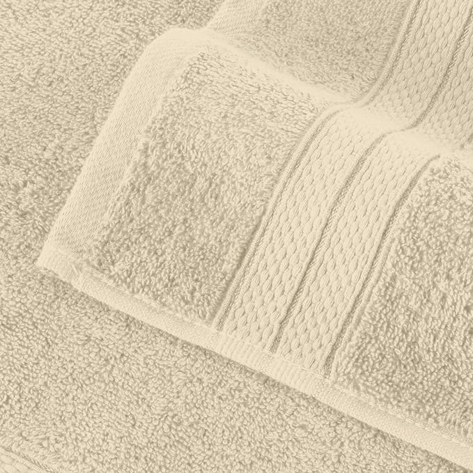 Elegant Comfort Three Line Popcorn Towel Set for Bathroom 35 x 70 inches, Premium Hotel Quality 1-Pack Jumbo Towels, 100% Turkish Cotton, Soft and Durable, Quick Dry and Highly Absorbent, Ivory