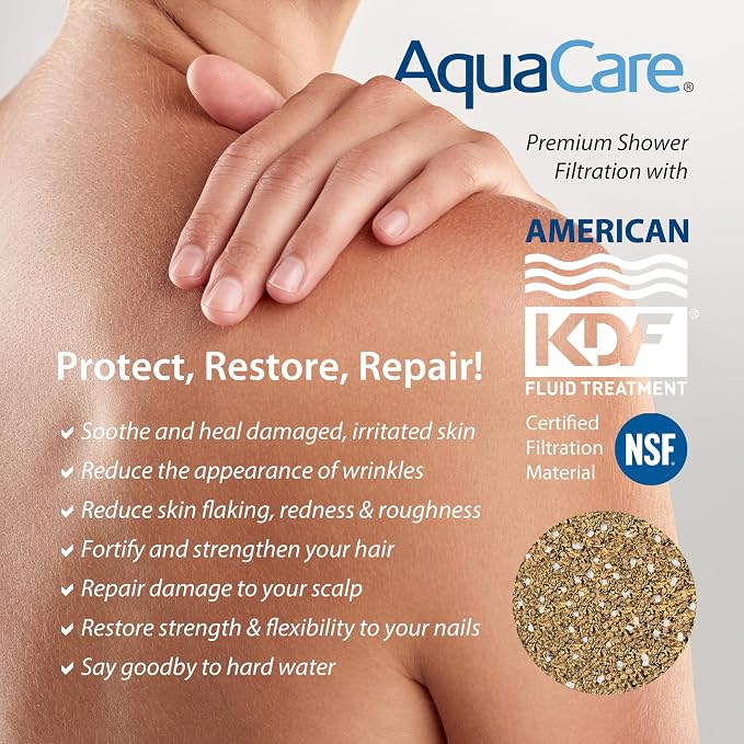 AquaCare 4X High Pressure 10 Spray Mode Filtered Showerhead - Handheld Shower Head Filters Chlorine to Heal Dry Skin, Revive Hair - Dual Power Wash Cleans Tub, Tile, Pets - Hard Water Softener, Chrome