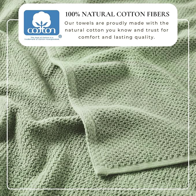 Great Bay Home 100% Cotton 4 Pack 54x27 Bath Towel Set - Absorbent, Quick-Drying, Durable Towels for Bathroom Decor - Low-Twist, Two-Ply Fibers (Eucalyptus)