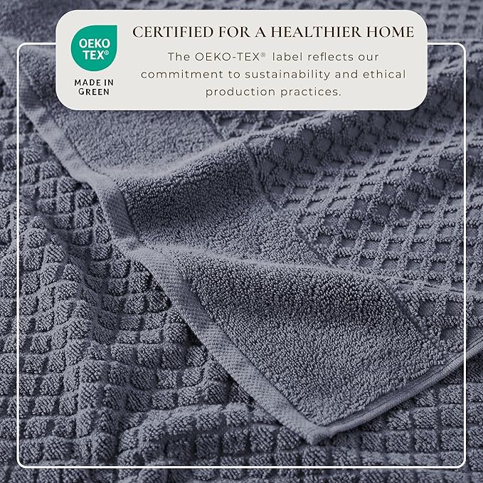 Great Bay Home Oversized Bath Sheets - 100% Cotton 2 Pack 68x35 Extra Large Towel - Absorbent, Durable, Quick-Dry Towels for Bathroom (Chambray Blue)