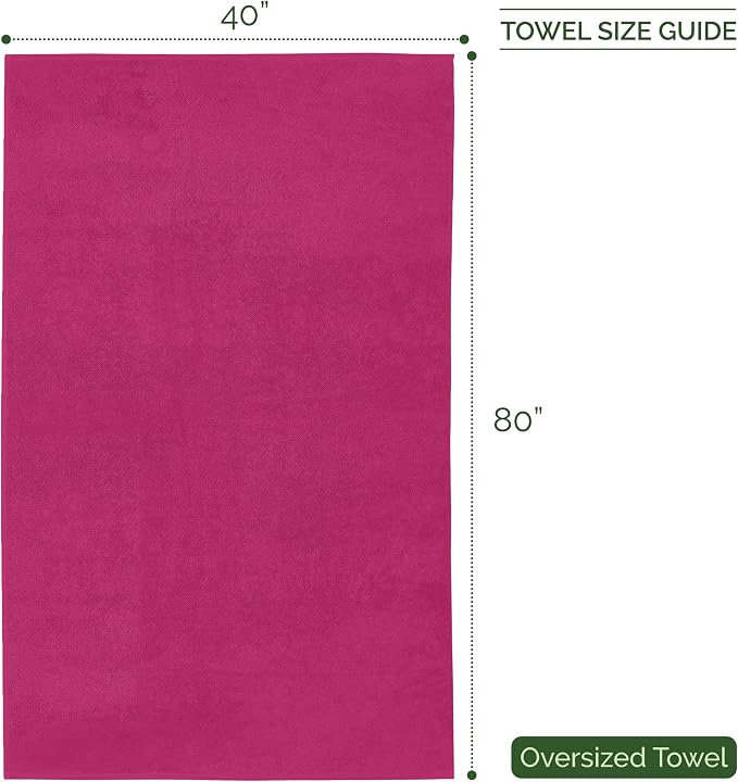 Elegant Comfort Three Line Popcorn Extra Large Luxury Bath Towel - 40" x 80" inch, Premium Hotel Spa Quality 1 Piece Oversized Bath Sheet 100% Turkish Cotton Super Soft Highly Absorbent, Hot Pink