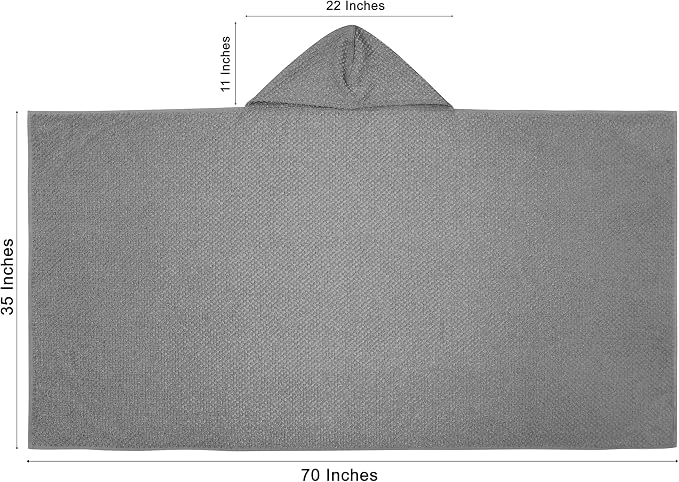 COTTON CRAFT Hooded Bath Towel – Oversized 35 x 70 Waffle Weave Towel with Hood for Adults - 100% Ringspun Cotton Pool Bath Sheet Wrap with Hood - Soft Super Absorbent Quick Dry – 450 GSM – Grey