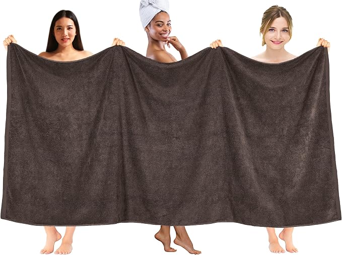 DAN RIVER Pack of 1 Jumbo Bath Sheet 40x80 Inches, Oversized Bath Towels for Adults, Fluffy and Soft Plush Towels - Brown