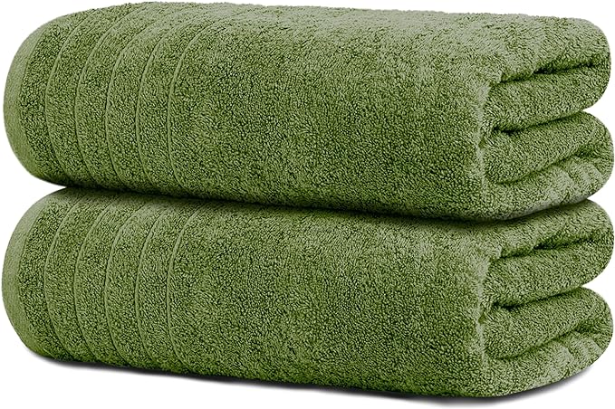 Tens Towels Pack of 2 Extra Large Bath Sheets 35 x 70 Inches, 100% Cotton, Larger & Lighter Weight, Quicker to Dry, Super Soft & Absorbent, Oversized Bath Towels, Green