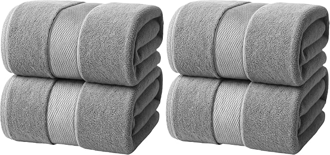 Infinitee Xclusives Jumbo Bath Sheets Towels for Adults – 600 GSM (35X70 Inches)– 100% Ring Spun Cotton, Soft and Absorbent Large Bath Towels for Bathroom (Charming Grey) (Pack of 2)