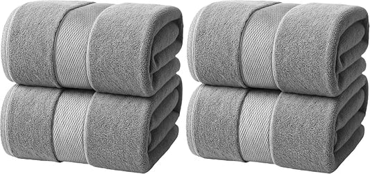 Infinitee Xclusives Jumbo Bath Sheets Towels for Adults – 600 GSM (35X70 Inches)– 100% Ring Spun Cotton, Soft and Absorbent Large Bath Towels for Bathroom (Charming Grey) (Pack of 2)