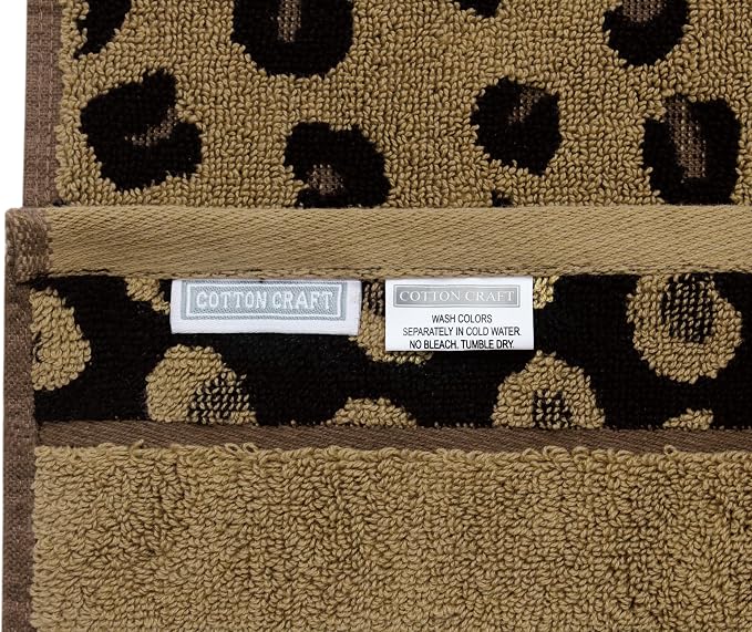 COTTON CRAFT Oversized Bath Sheet - 2 Pack Extra Large 35 x 84 Animal Print Leopard Cheetah Africa Safari 100% Cotton Jacquard Towel - Soft Absorbent Luxury Bathroom Shower Spa 500 GSM Bath Sheet