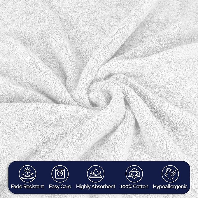 Elegant Comfort Premium Turkish Cotton 6 Pack Washcloths Set - 13 x 13 inch, Luxurious Hotel Spa Quality 100% Turkish Cotton 6PC Washcloth Set - Highly Absorbent - Soft Bathroom Towels, White/Gray