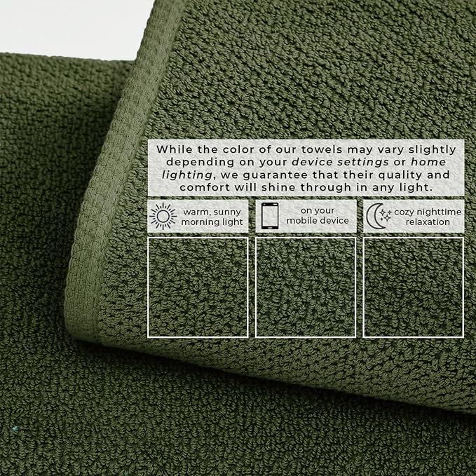 Great Bay Home 100% Cotton 6 Piece Bath Sheet Set - Absorbent, Quick-Drying, Durable Bath Towels for Bathroom Decor - Low-Twist, Two-Ply Fibers (Forest Green)