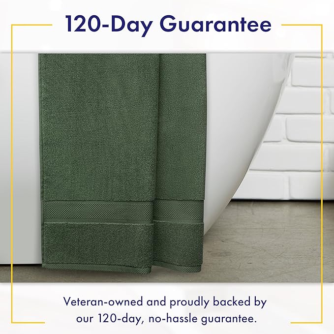 Alusa Home 100% Organic Luxury Bath Sheets - GOTS Certified - Extra Large 35x70 Inches (Pack of 2) Zero-Twist, Long-Staple Cotton Bath Sheet Set (Hunter Green)