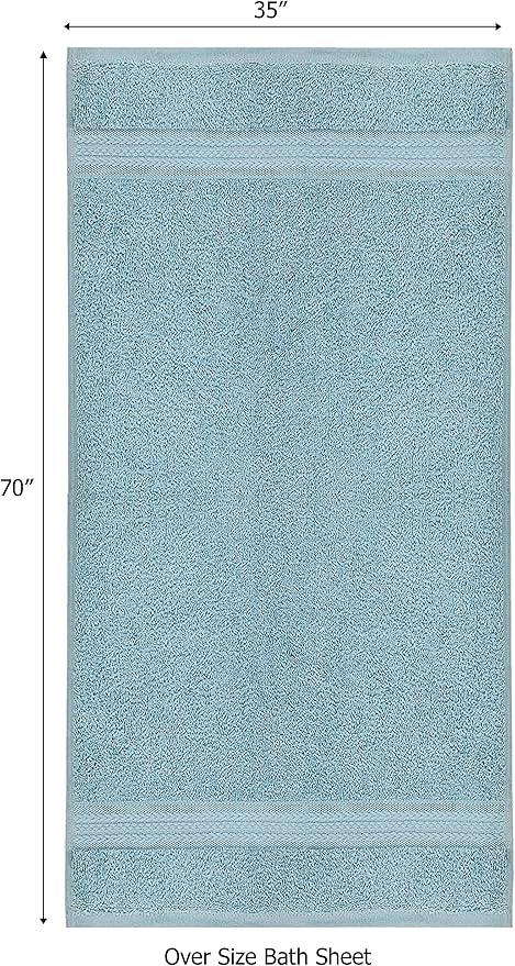 COTTON CRAFT Ultra Soft Bath Sheets - 2 Pack - 35 x 70 - Absorbent Quick Dry Everyday Luxury Hotel Bathroom Spa Gym Shower Beach Pool Travel Dorm - 100% Cotton - 580 GSM - Easy Care - Light Blue