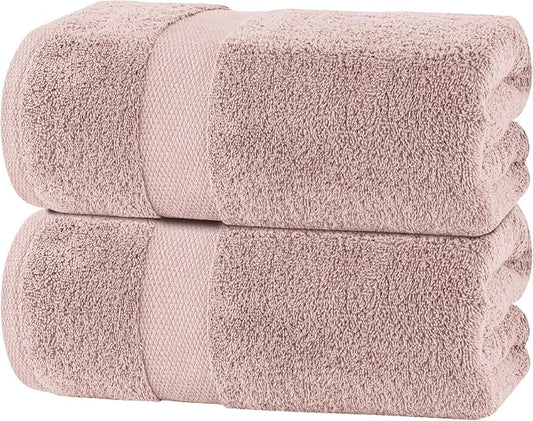 White Classic Luxury Soft Bath Sheet Towels - 650 GSM Cotton Luxury Towels Extra Large 35x70 | Highly Absorbent and Quick Dry | Hotel Quality, Pink, 2 Pack