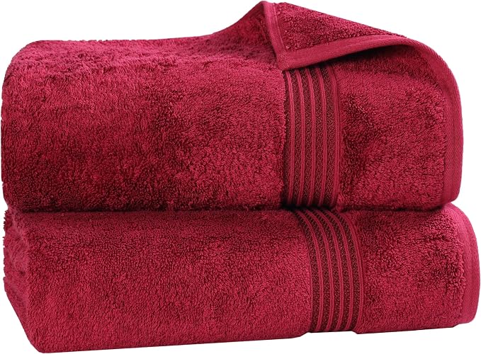 Superior Heritage Egyptian Cotton Bath Sheet Set, Heavyweight Towels for Bathroom, Luxury Home Decor, Plush Absorbent Essentials, Oversized Large Body Towel, Includes 2 Bath Sheets, Burgundy