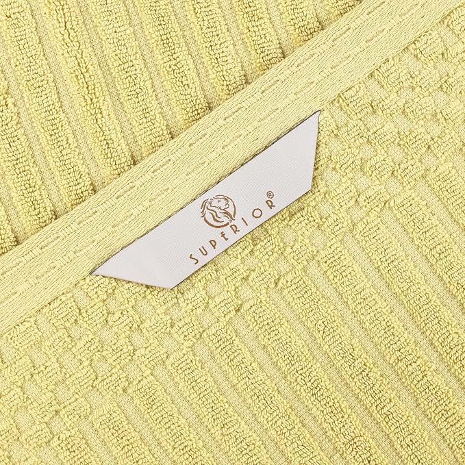 Superior 4 Piece Cotton Bath Towel Set, Includes 4 Bath Towels, Daily Use for Bathroom, Guest Bath, Quick Dry, Spa, Resort Towels, Ribbed, Absorbent, Home Essentials, Soho Collection, Golden Mist