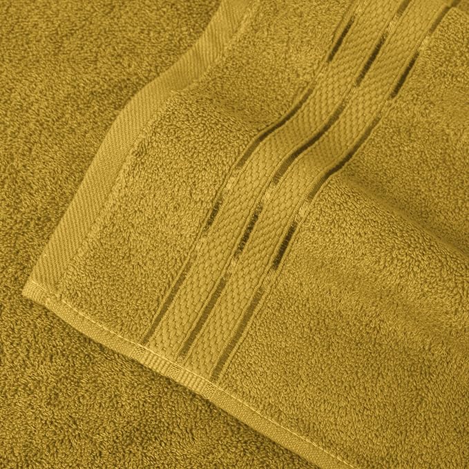 Elegant Comfort Three Line Popcorn Towel Set for Bathroom 16 x 28 inches, Premium Hotel Quality 4-Pack Hand Towels, 100% Turkish Cotton, Soft and Durable, Quick Dry and Highly Absorbent, Amber Gold