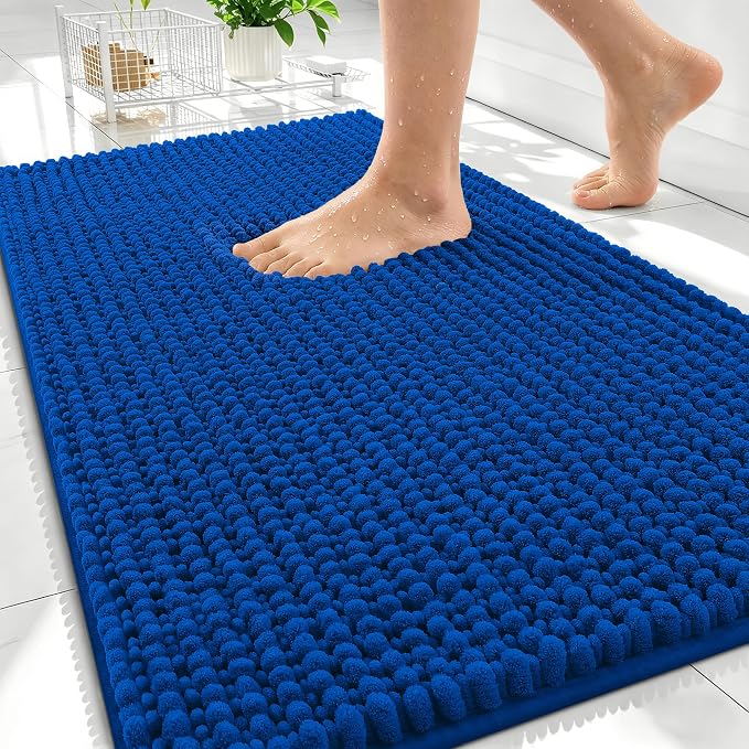 OLANLY Thick Bathroom Rugs 30x20, Extra Soft Absorbent Chenille Bath Rugs, Rubber Backing, Machine Wash Dry, Bath Mats for Bathroom Floor, Tub and Shower, Home Decor Accessories, Royal Blue