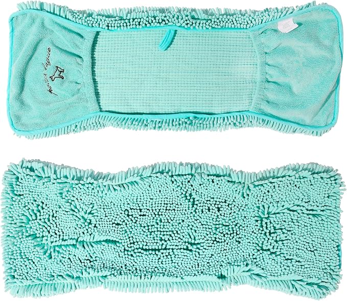 Patas Lague Absorbent Dog Towel for Drying Dogs Large, 35''x15'' Extra Large Microfiber Quick Drying Pet Bath Towel with Hand Pockets, Machine Washable Pet Shammy Aqua