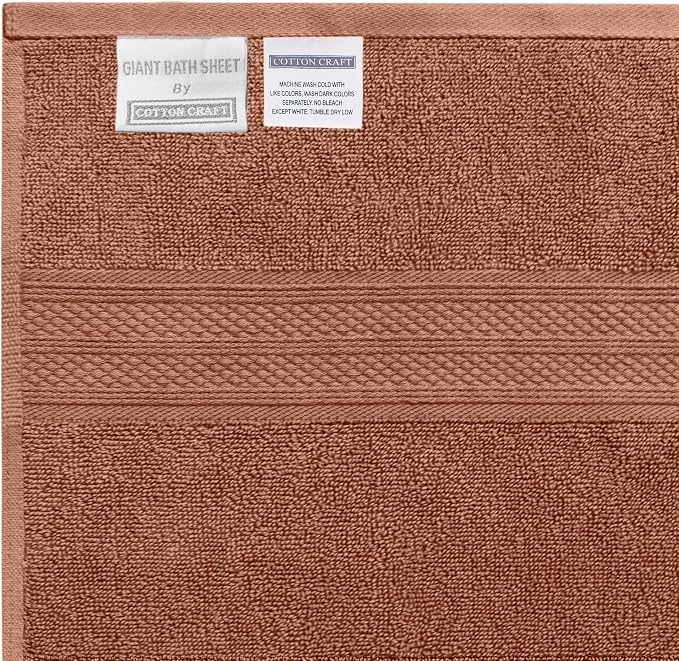 COTTON CRAFT Giant Bath Sheet - 2 Pack Oversized 35x70 Extra Large Soft Luxury Jumbo Bath Towel - 600 GSM - 100% Ringspun Cotton - Absorbent Quick Dry Bathroom Shower Hotel Spa Towel Sheet - Mocha