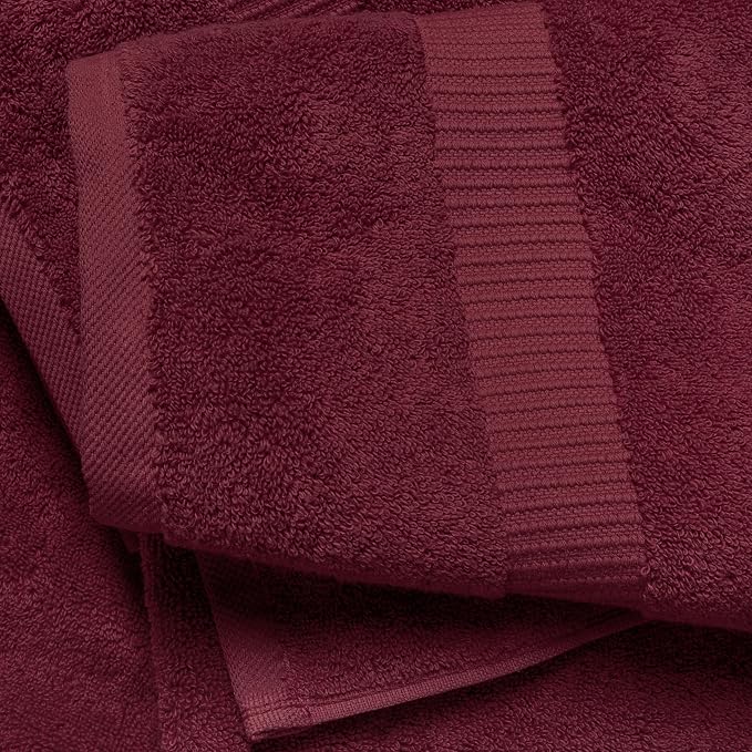 SALBAKOS 100% Turkish Cotton 6-Piece Towel Set | Premium Quality Hotel & Spa Collection | Ultra Soft, Super Absorbent 2 Washcloth, 2 Hand, 2 Bath Towels Sets | Made in Turkey (Wine, 6 Piece Towel Set)