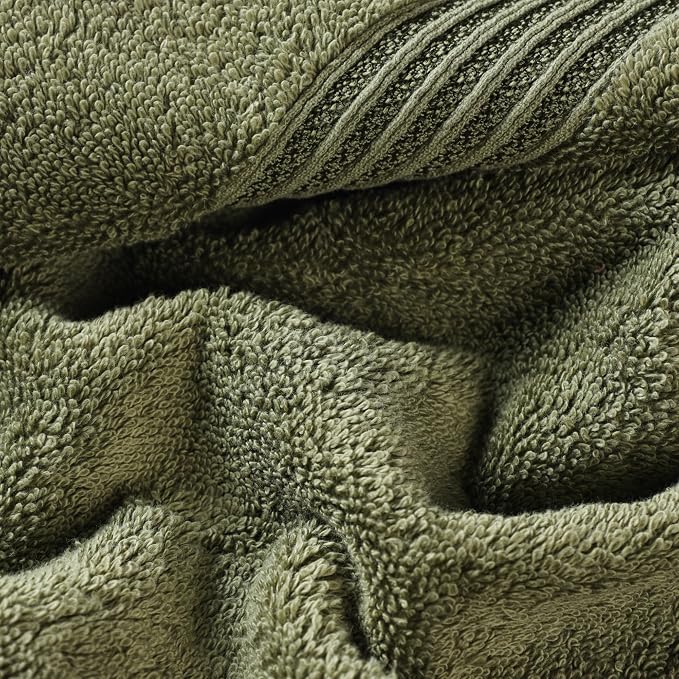 Superior Egyptian Cotton 8-Piece Towel Set, Assorted Towels, Home Bathroom, Master, Guest Bath, Decor Essentials, Includes 2 Bath, 2 Hand, 4 Face Towels/Washcloths, Quick Dry, Absorbent, Forest Green
