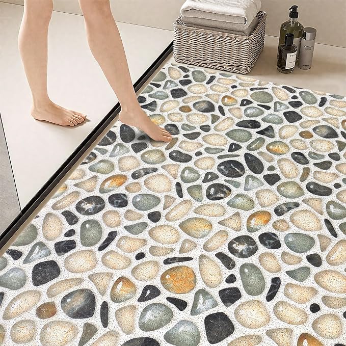Shower Mat Non Slip - Quick Drying Anti Slip Shower Mats for Inside Shower, Soft PVC Loofah Foot Scrubber Mat, Extra Large Bath Mat for Shower, Tub, Bathroom, Floor, Kitchen, Home, Pool, Hotel