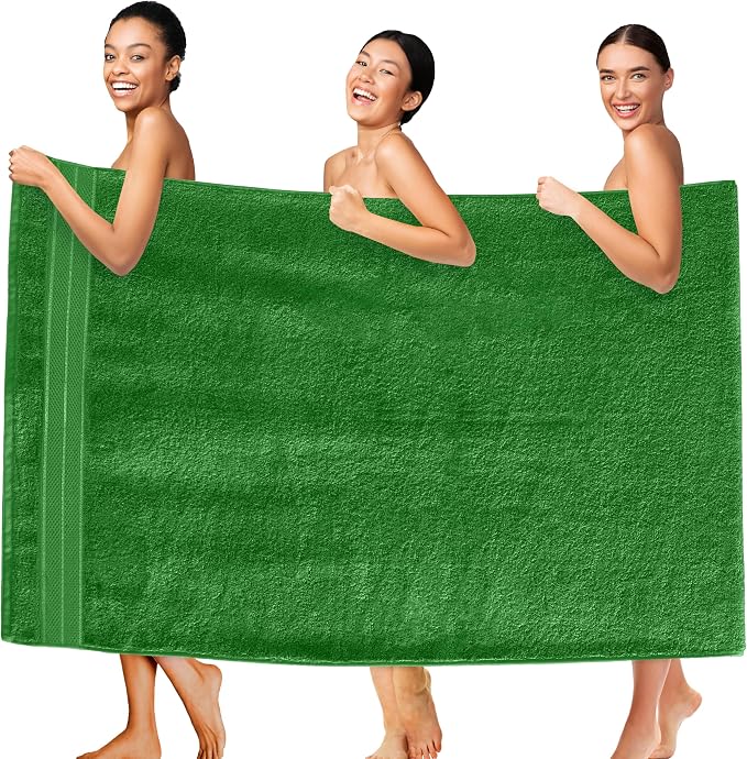 Elegant Comfort Three Line Popcorn Extra Large Luxury Bath Towel - 40" x 80" inch, Premium Hotel Spa Quality 1 Piece Oversized Bath Sheet 100% Turkish Cotton Super Soft Highly Absorbent, Emerald Green
